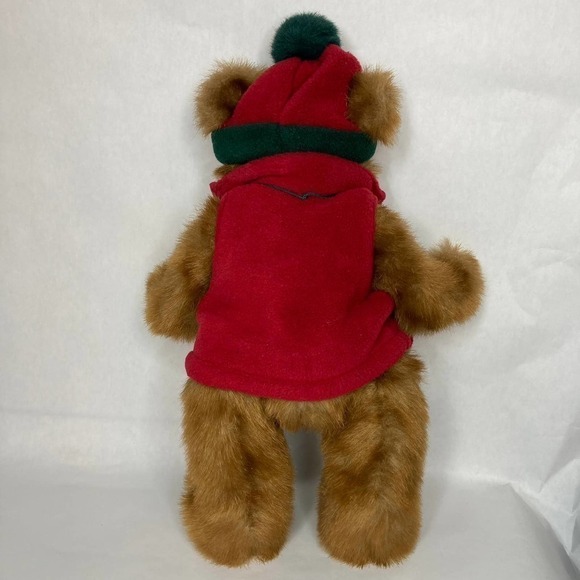 VINTAGE 2000 Russ T McBear 18" Jointed Plush Bear Vest Hat Mittens Trade Secret - Picture 15 of 15